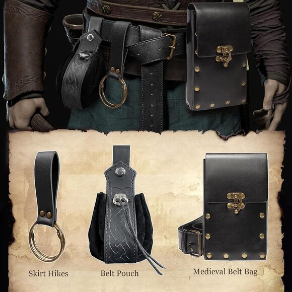 Leather Waist Pouch Vintage Medieval Fanny Pack Crossbody Cosplay Accessory main image 9